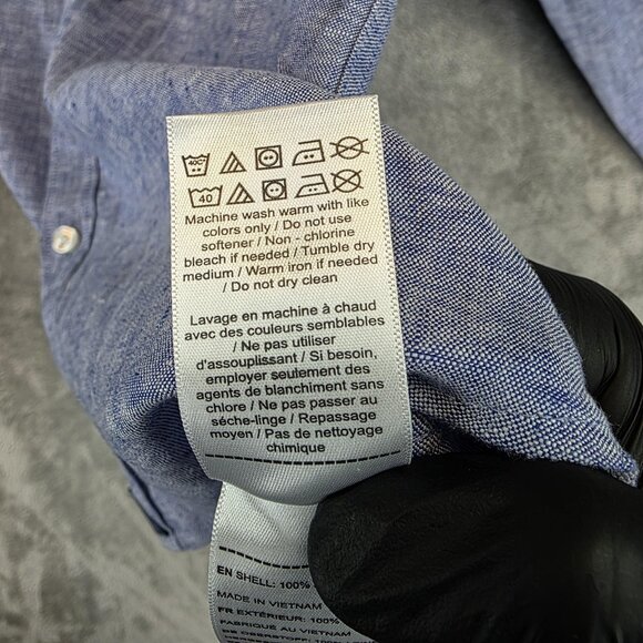 UNTUCKit Shirt Mens Medium Blue Linen Slim Fit Vin Santo WR Wrinkle Resistant - Picture 9 of 12